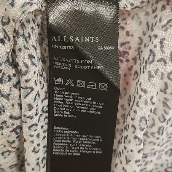 💕ALLSAINTS💕 Deirdre LeoDot Shirt ~ Pale Pink Large NWT - Picture 15 of 15